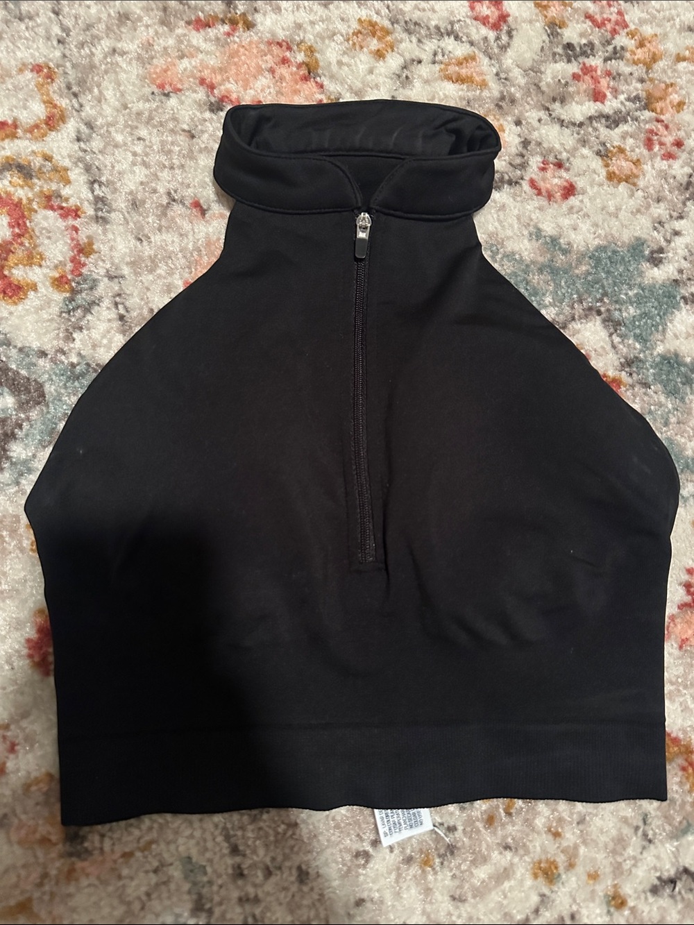 Alphalete Black Sleeveless High-Neck Half-Zip Sports Bra